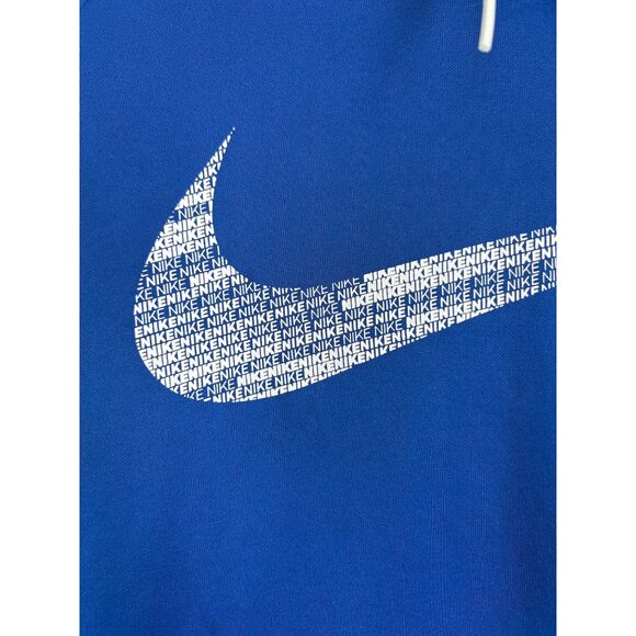 Nike Blue Hoodie Men's L DriFit Pullover Sweatshirt White Swoosh Logo Athleisure - Picture 3 of 12